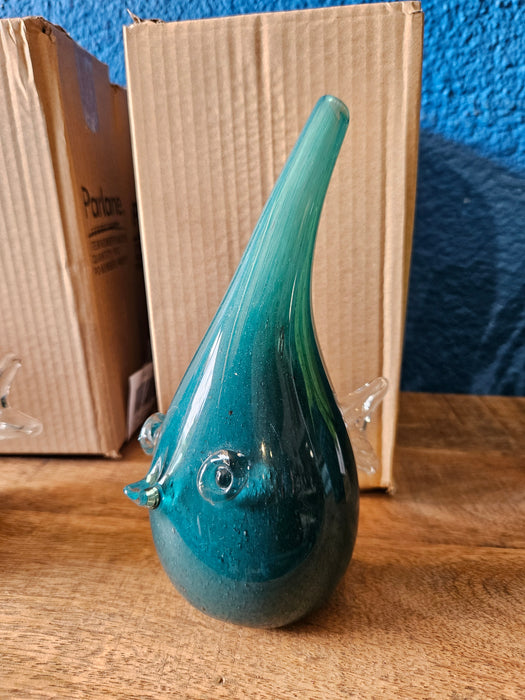 Parlane glass fish petrol/blue 21cm