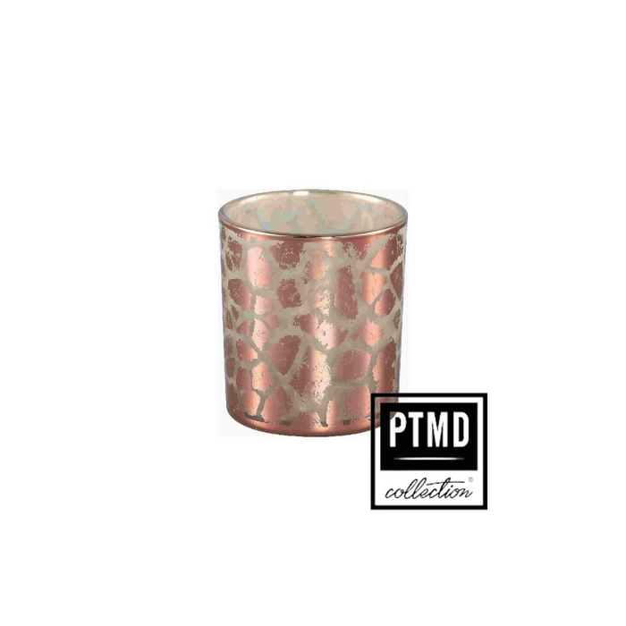 PTMD Tea light holder pink-gold colored 10cm